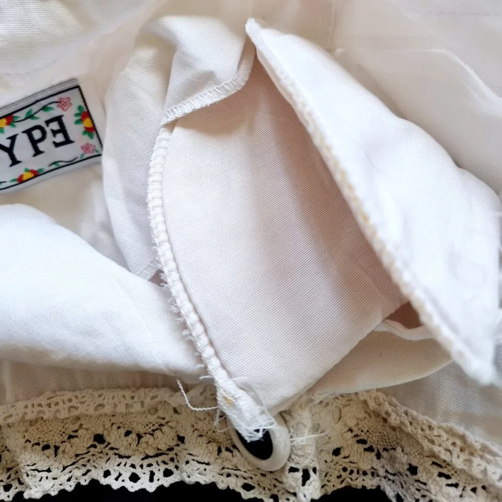 Vintage 80s White + black button up shirt dress with shoulder pads fit AU 10-14 - Picture 4 of 7
